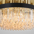 Indoor luxury modern lustre large round gold metal light crystal chandelier lighting for hotel